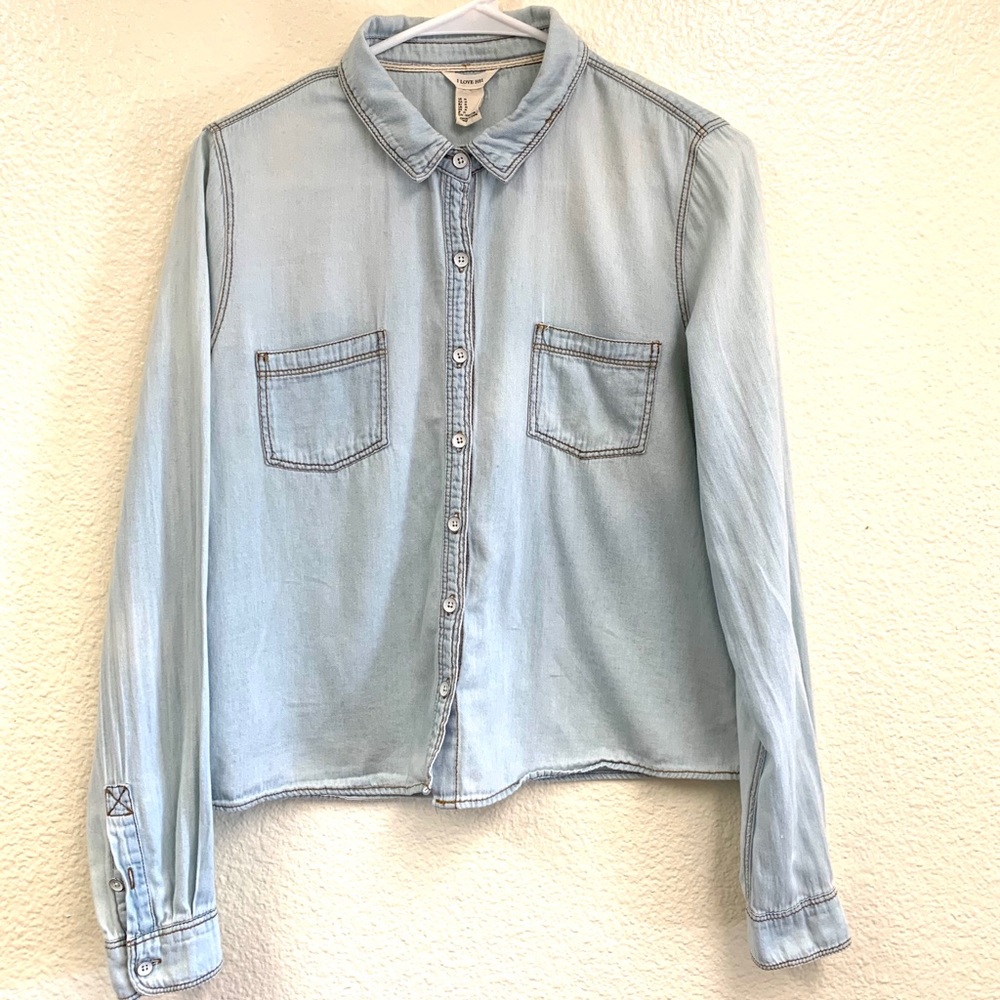 Forever 21 Light Blue Denim Button Up